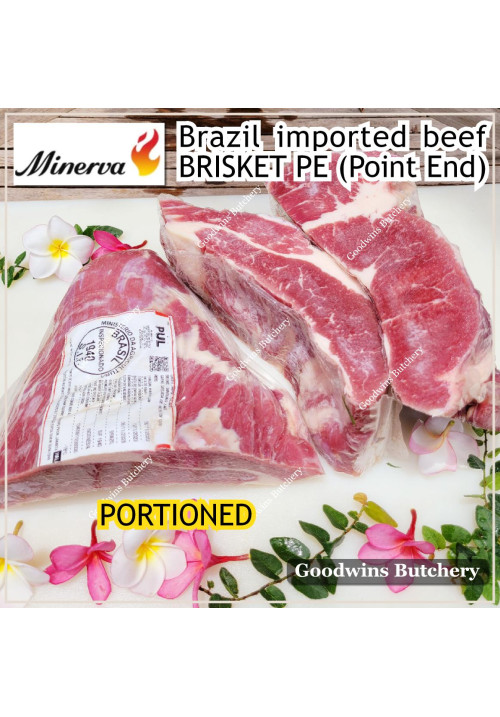 Beef BRISKET PE (Point End) frozen for smoke soup tongseng rawon semur Brazil MINERVA portioned cuts +/- 1.2 kg/pc (price/kg)